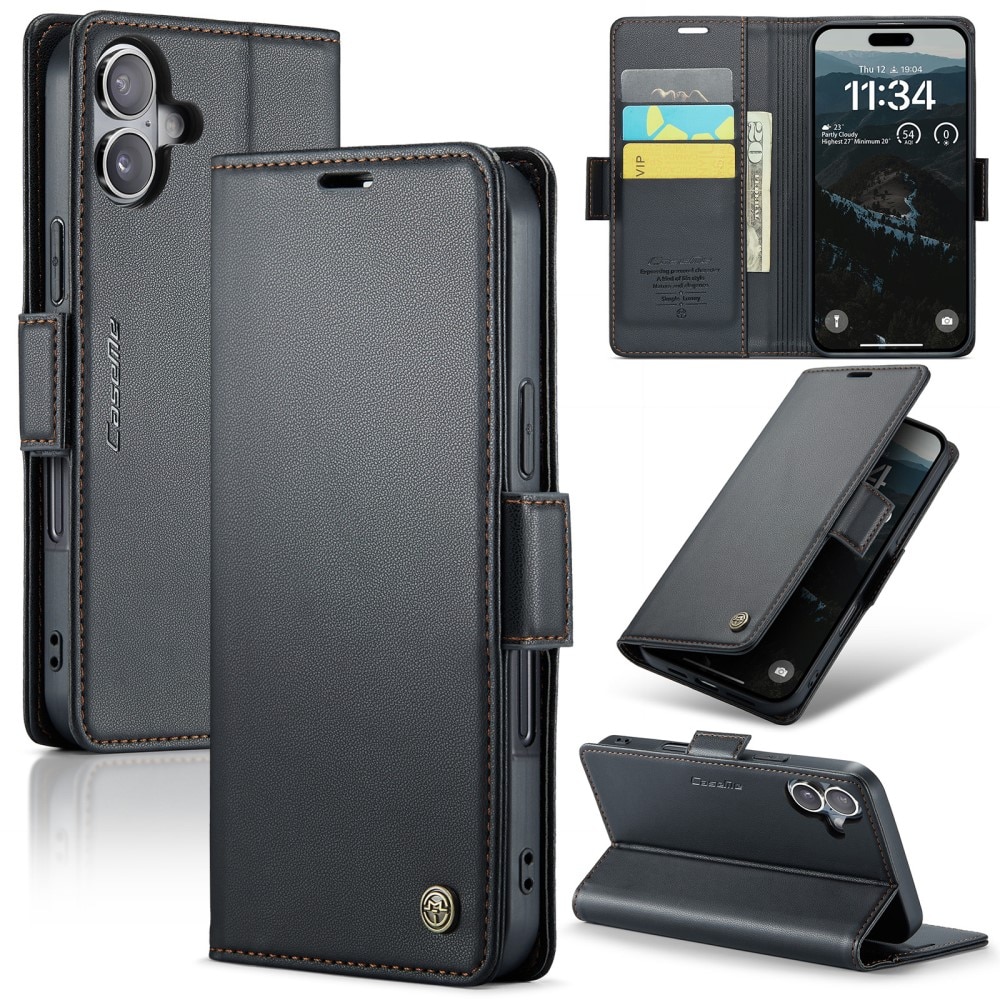 Custodie a portafoglio sottili anti-RFID iPhone 17 Nero