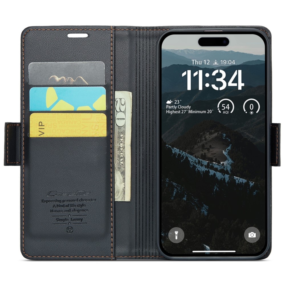 Custodie a portafoglio sottili anti-RFID iPhone 17 Nero