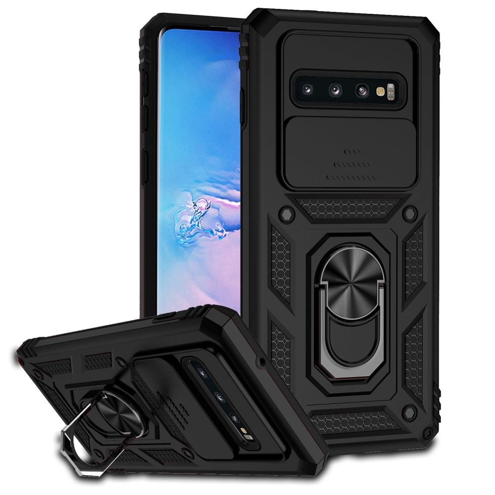 Cover ibride con anello e protezione fotocamera Samsung Galaxy S10 Plus Nero