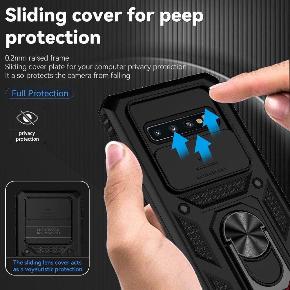 Cover ibride con anello e protezione fotocamera Samsung Galaxy S10 Plus Nero