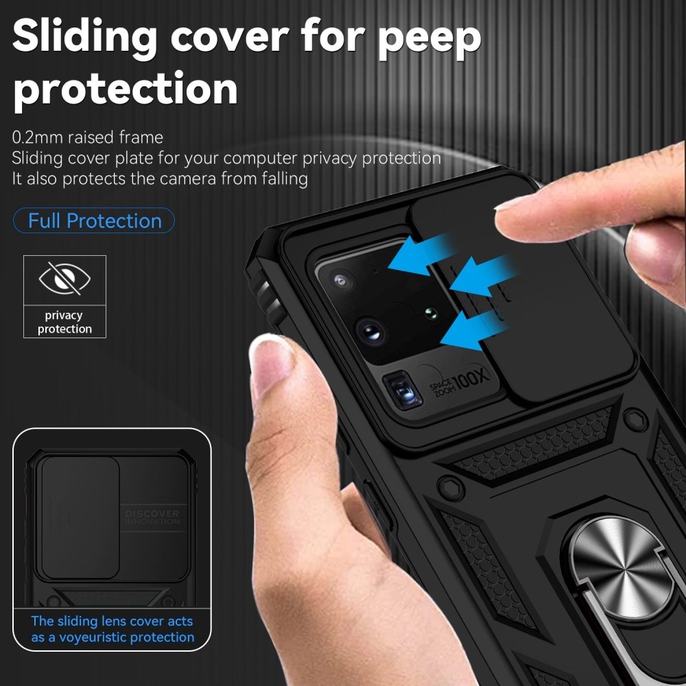 Cover ibride con anello e protezione fotocamera Samsung Galaxy S20 Ultra Nero