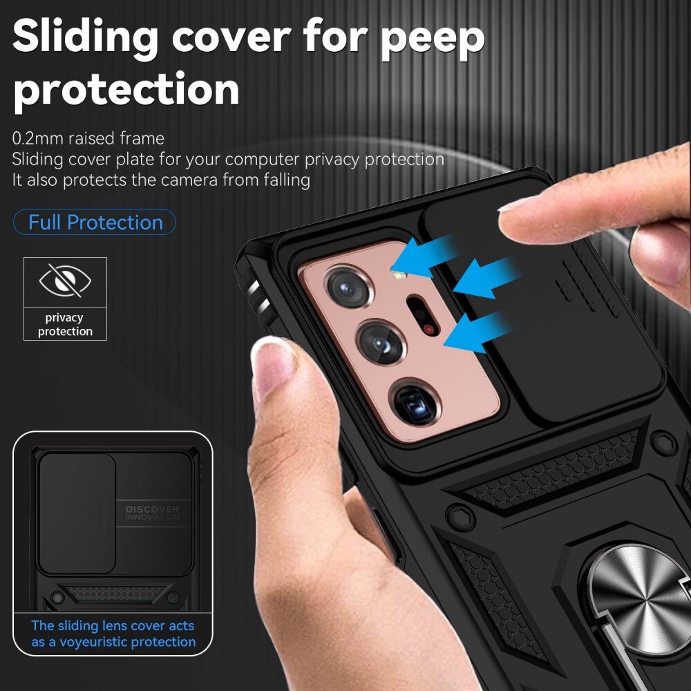 Cover ibride con anello e protezione fotocamera Samsung Galaxy Note 20 Ultra Nero