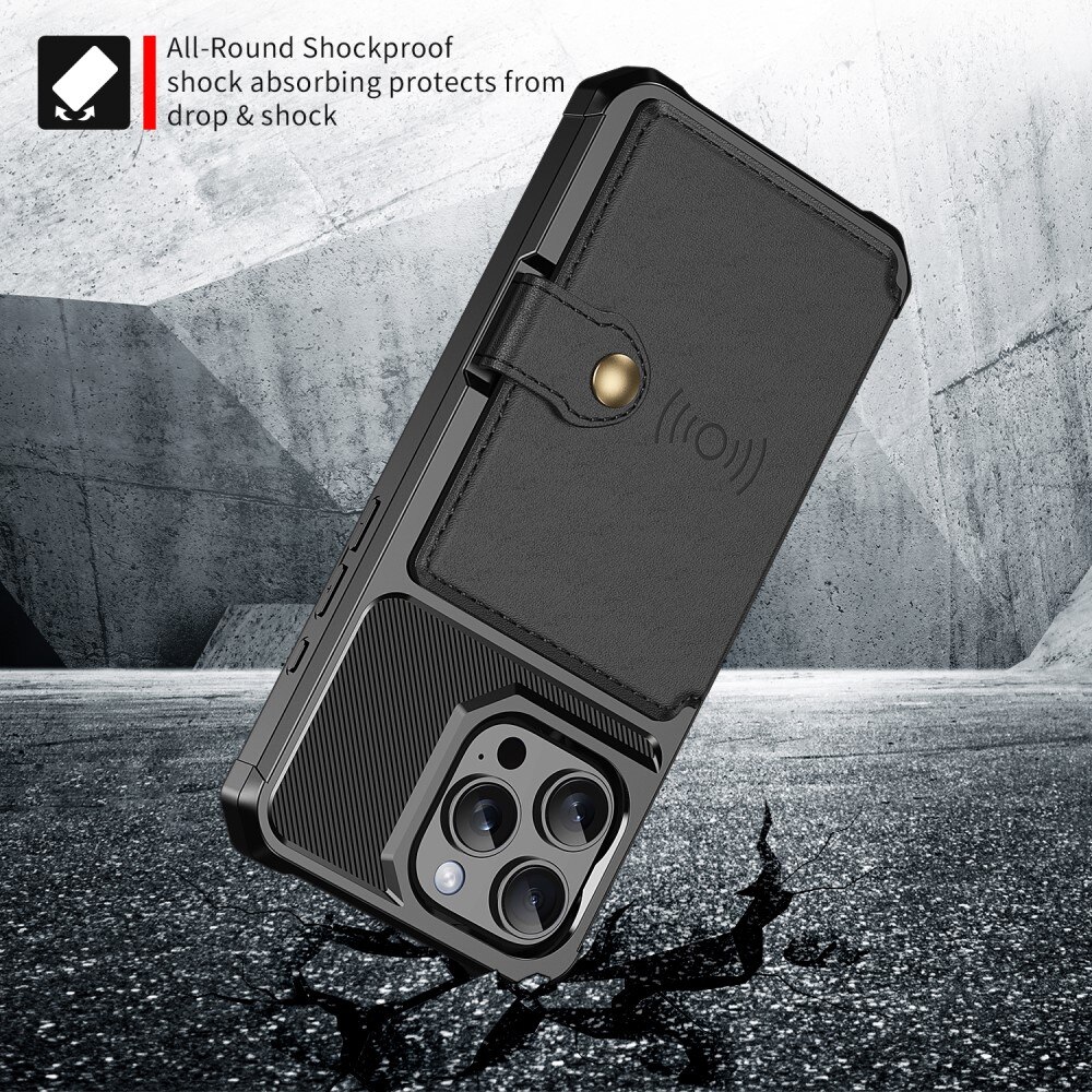 Cover con portacarte Tough Multi-slot iPhone 16 Pro Nero