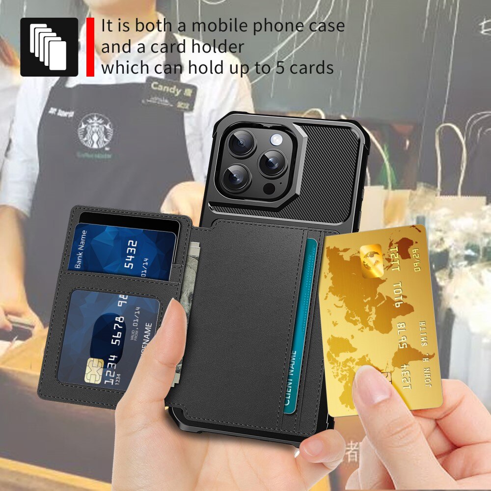 Cover con portacarte Tough Multi-slot iPhone 16 Pro Nero