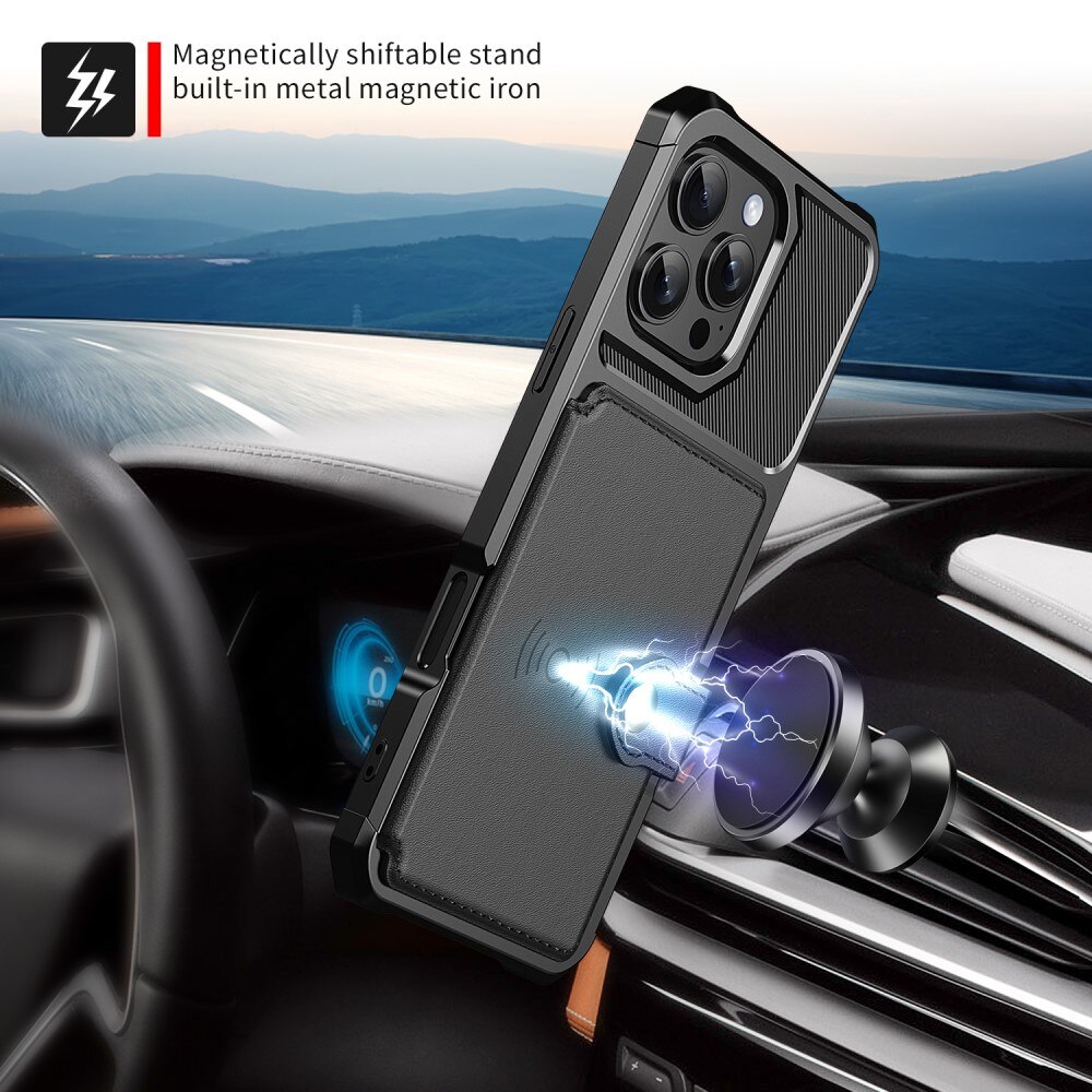 Cover con portacarte Tough Multi-slot iPhone 16 Pro Nero