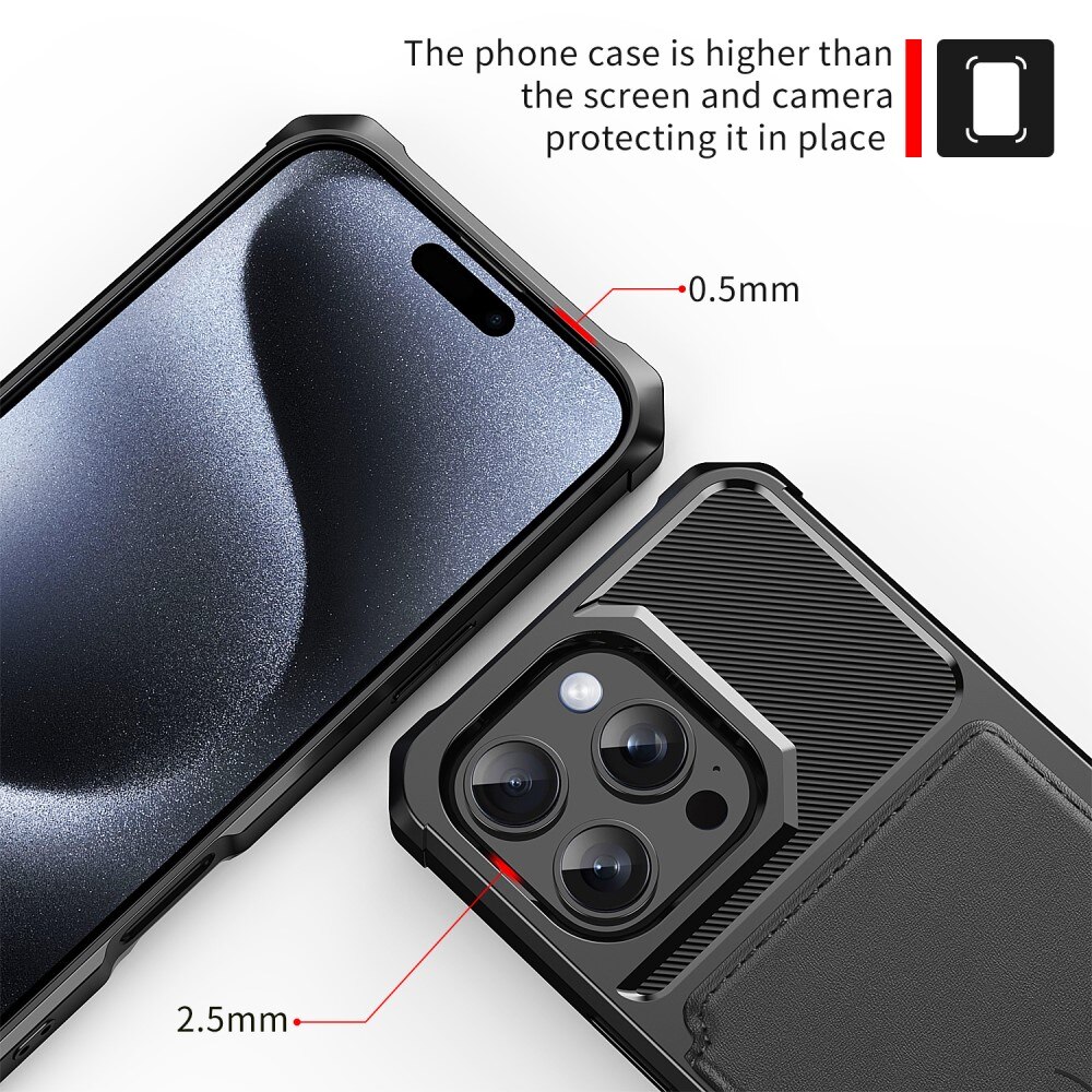 Cover con portacarte Tough Multi-slot iPhone 16 Pro Nero