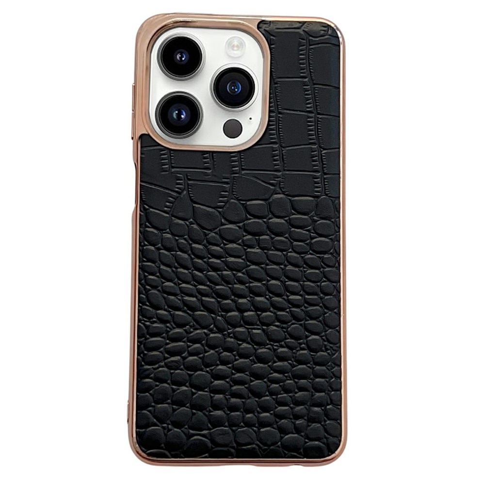 Coccodrillo Custodia in pelle iPhone 14 Pro Nero/Oro Rosa