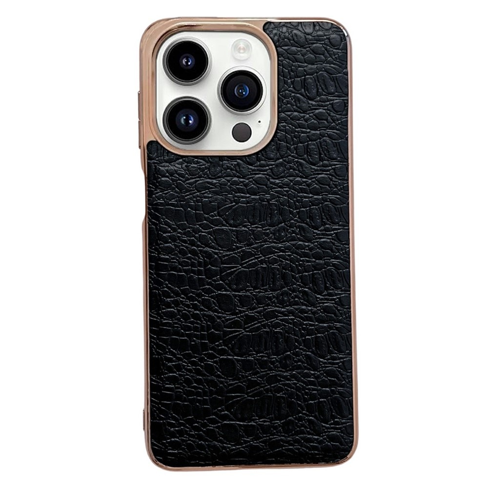 Coccodrillo Custodia in pelle iPhone 14 Pro Max Nero/Oro Rosa