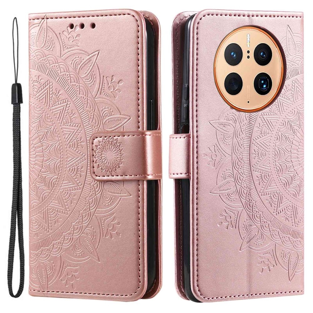 Custodia in pelle Huawei Mate 50 Pro rosa dorato