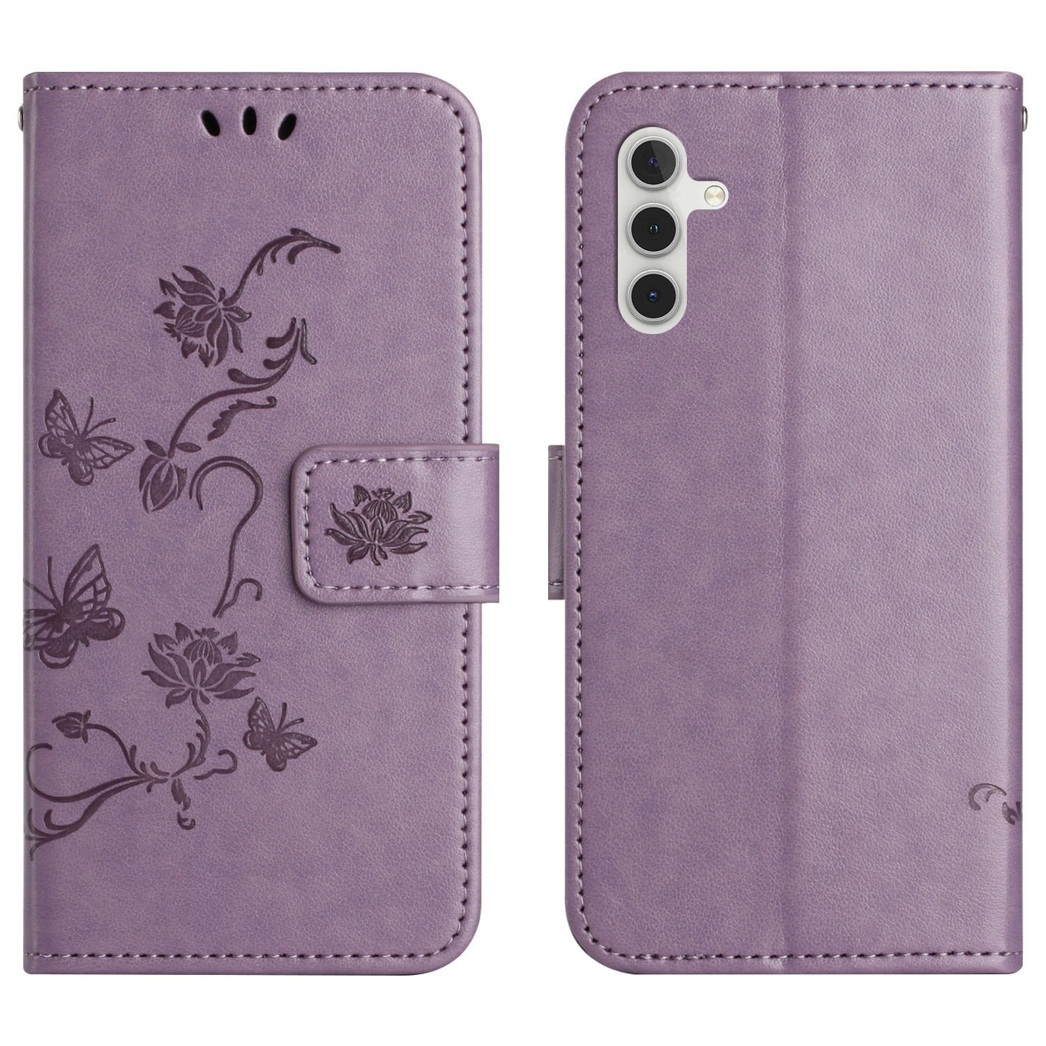 Custodia in pelle a farfalle per Samsung Galaxy A26, Viola