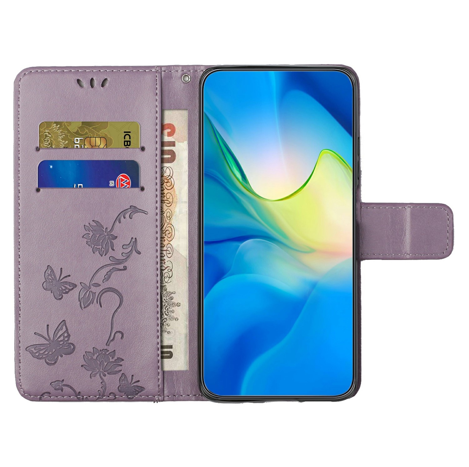 Custodia in pelle a farfalle per Samsung Galaxy A26, Viola