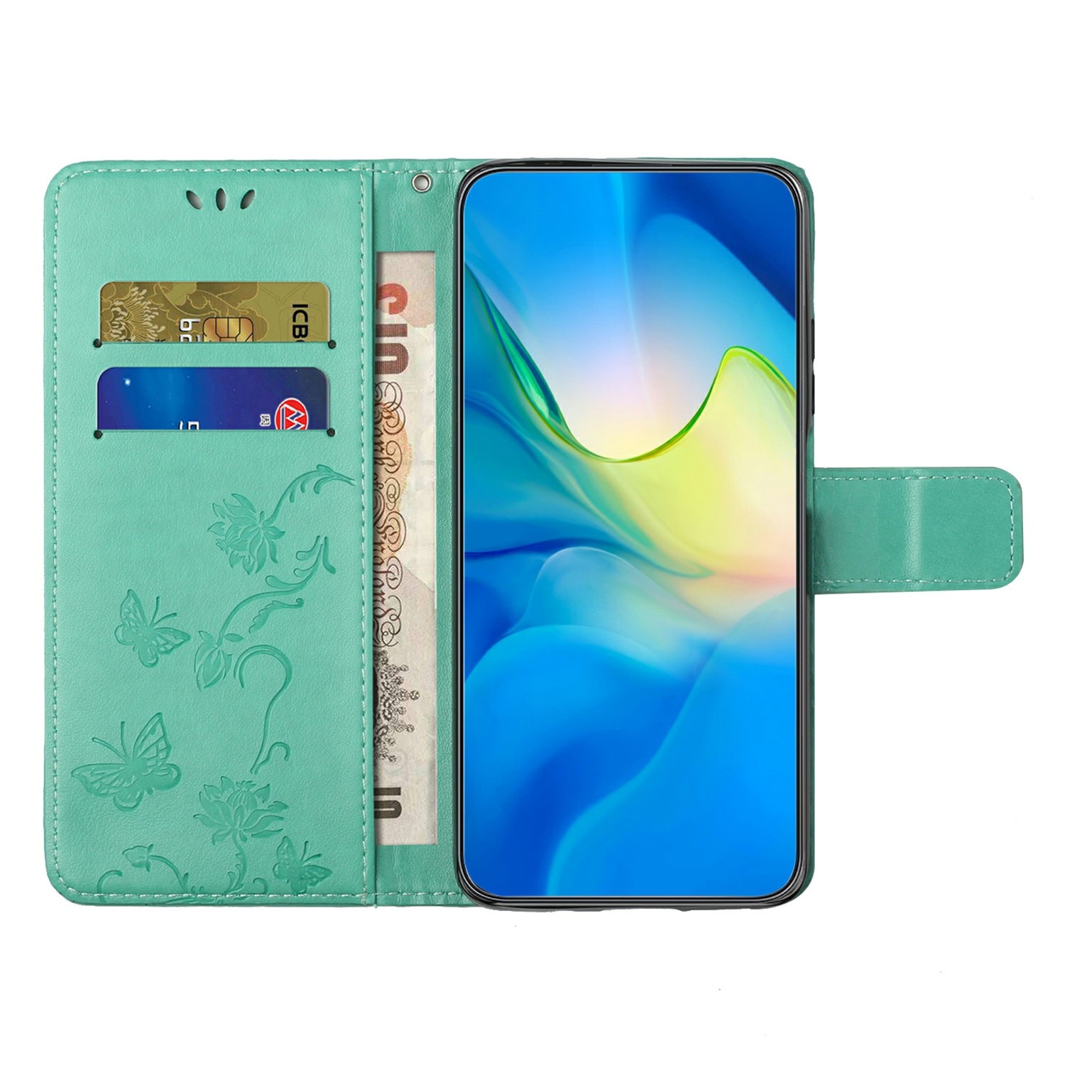 Custodia in pelle a farfalle per Samsung Galaxy A26, Verde