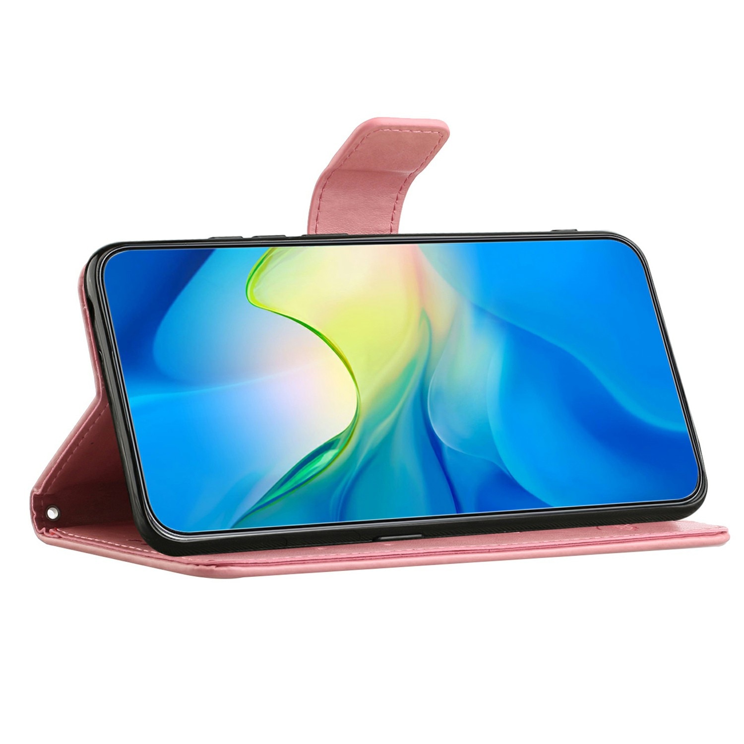 Custodia in pelle a farfalle per Samsung Galaxy A17, Rosa