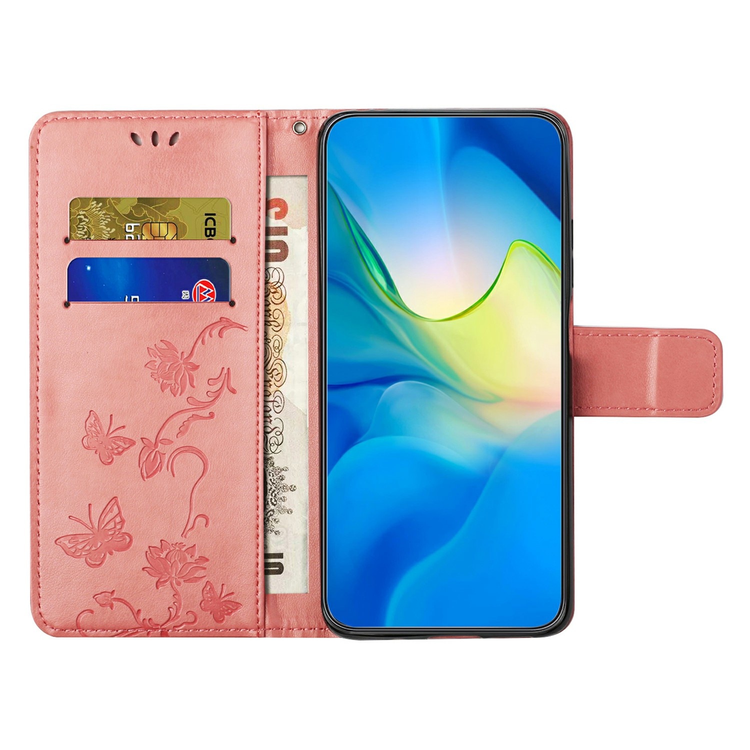 Custodia in pelle a farfalle per Samsung Galaxy A26, Rosa