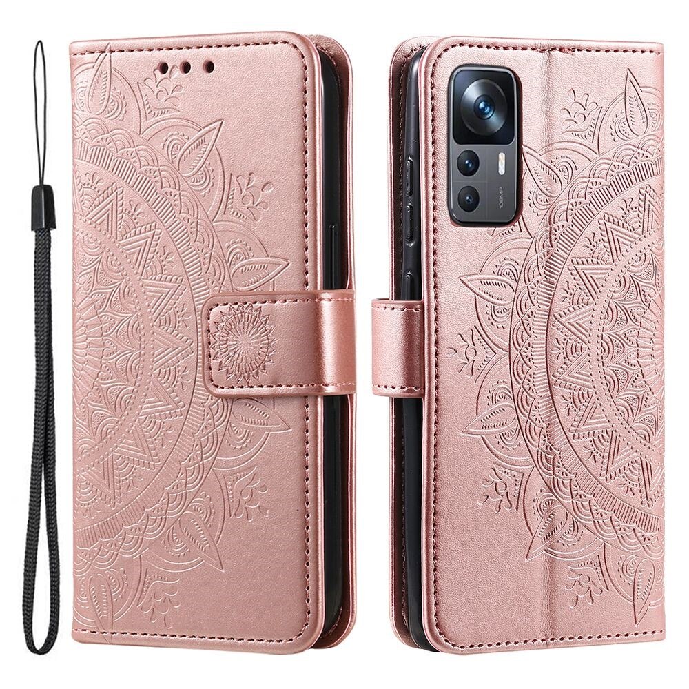 Custodia in pelle Mandala Xiaomi 12T/12T Pro rosa dorato