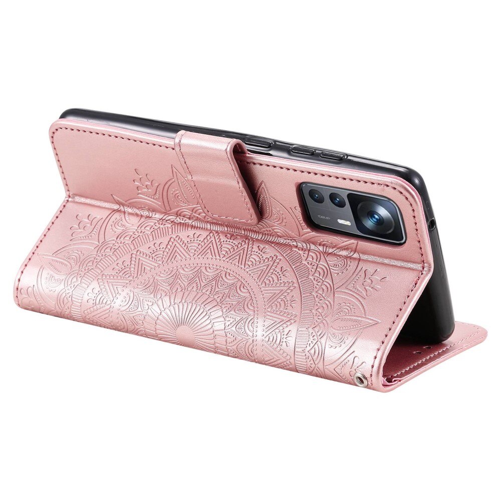 Custodia in pelle Mandala Xiaomi 12T/12T Pro rosa dorato