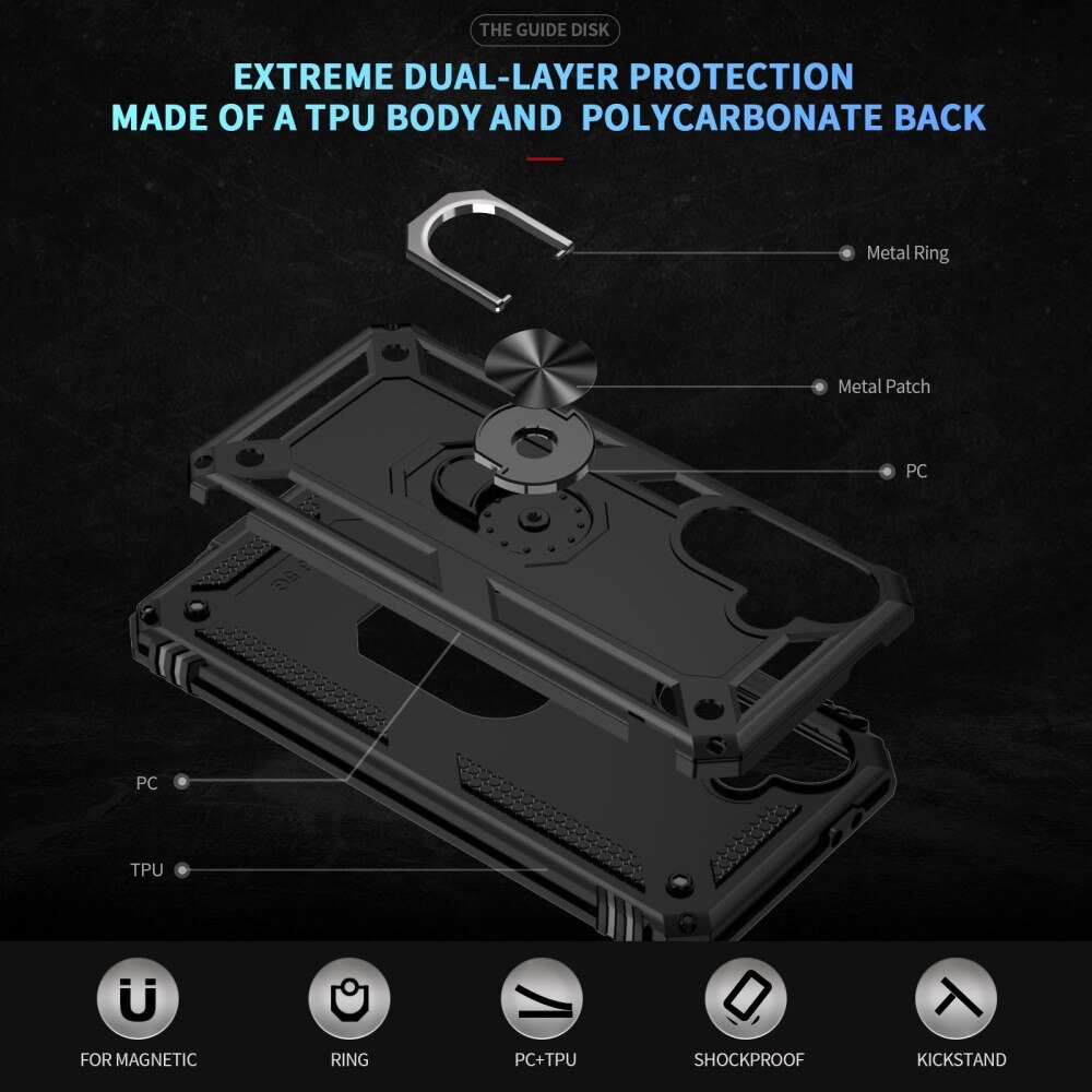 Cover ibride con anello Samsung Galaxy A56 nero