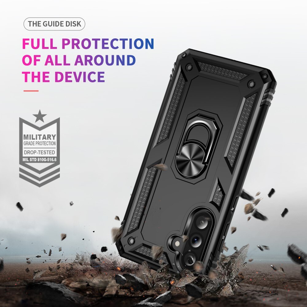 Cover ibride con anello Samsung Galaxy A56 nero