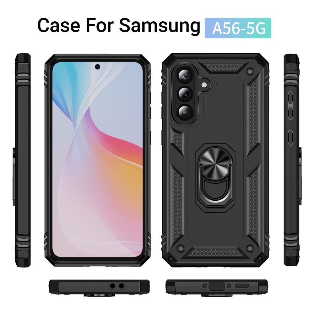 Cover ibride con anello Samsung Galaxy A56 nero