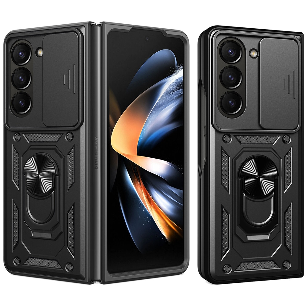 Cover ibride con anello e protezione fotocamera Samsung Galaxy Z Fold 7, nero