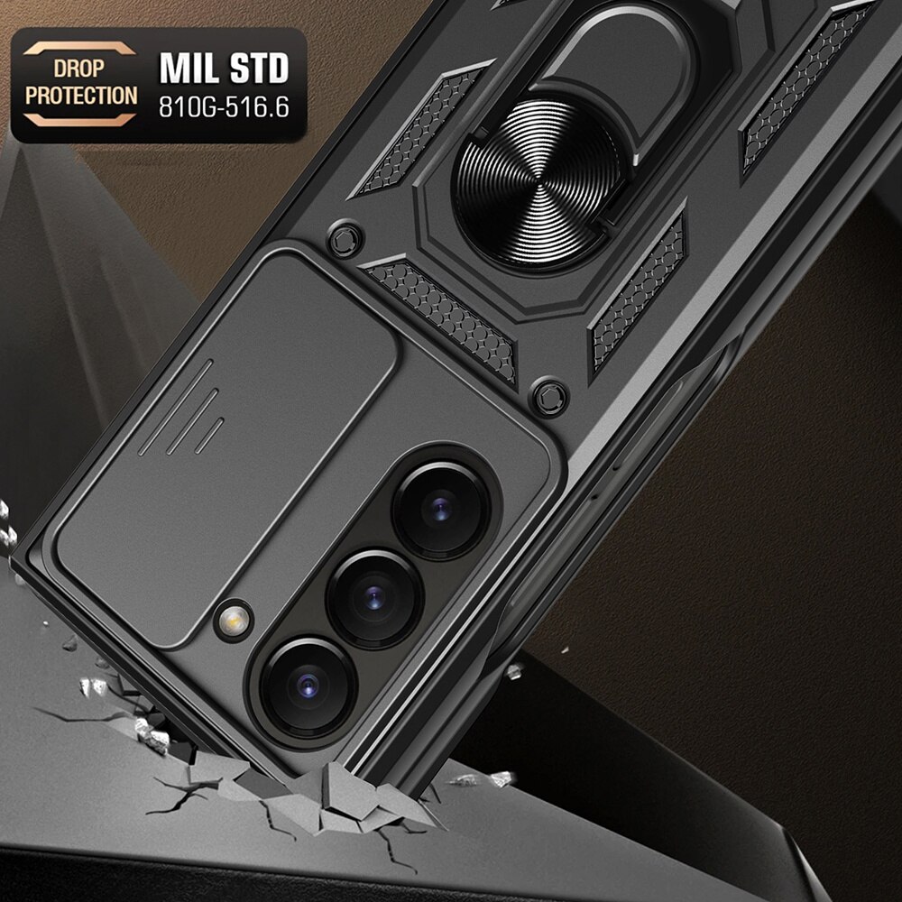 Cover ibride con anello e protezione fotocamera Samsung Galaxy Z Fold 7, nero