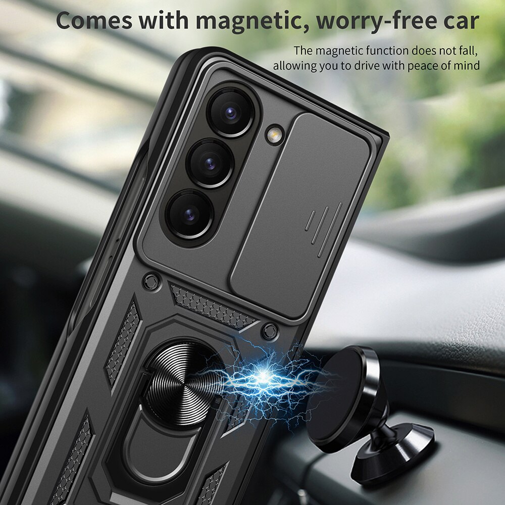 Cover ibride con anello e protezione fotocamera Samsung Galaxy Z Fold 7, nero