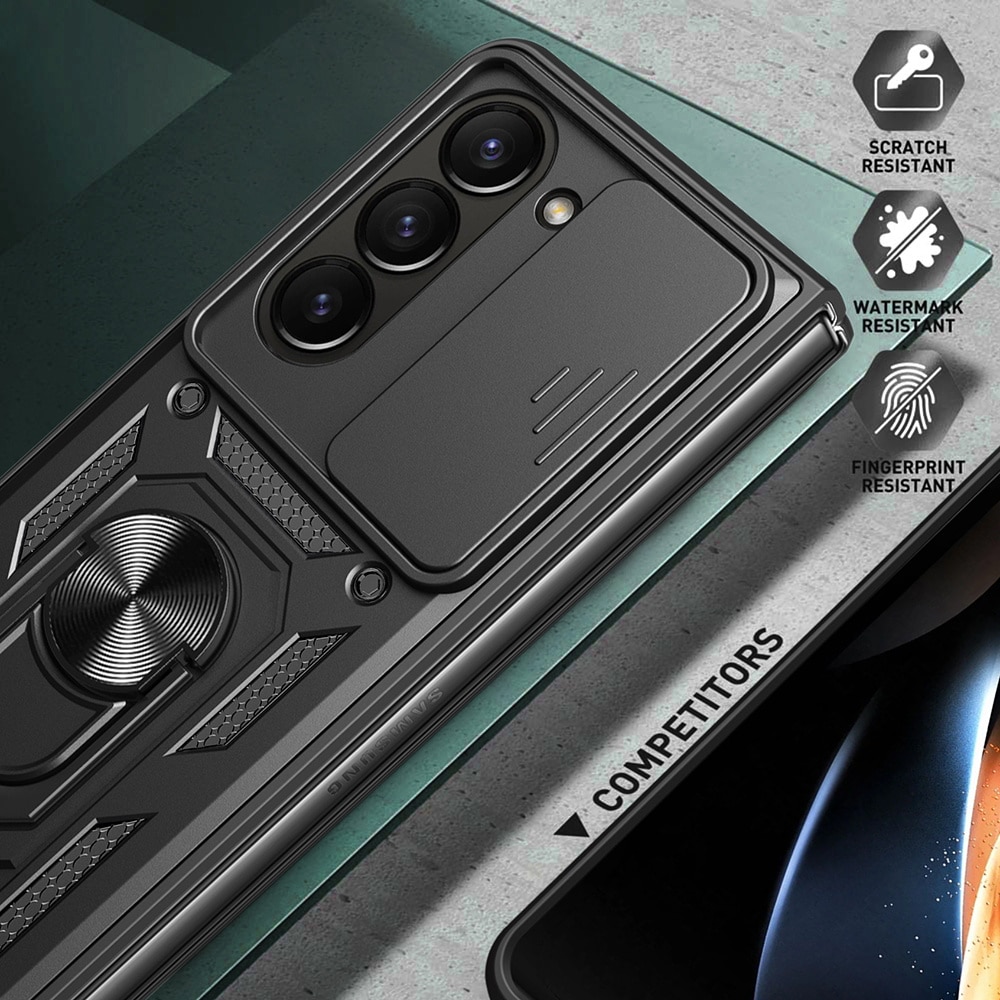 Cover ibride con anello e protezione fotocamera Samsung Galaxy Z Fold 7, nero