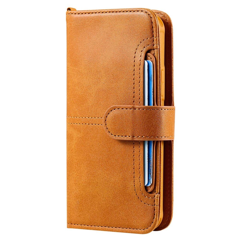 Magnet Leather Wallet iPhone 14 Pro Cognac