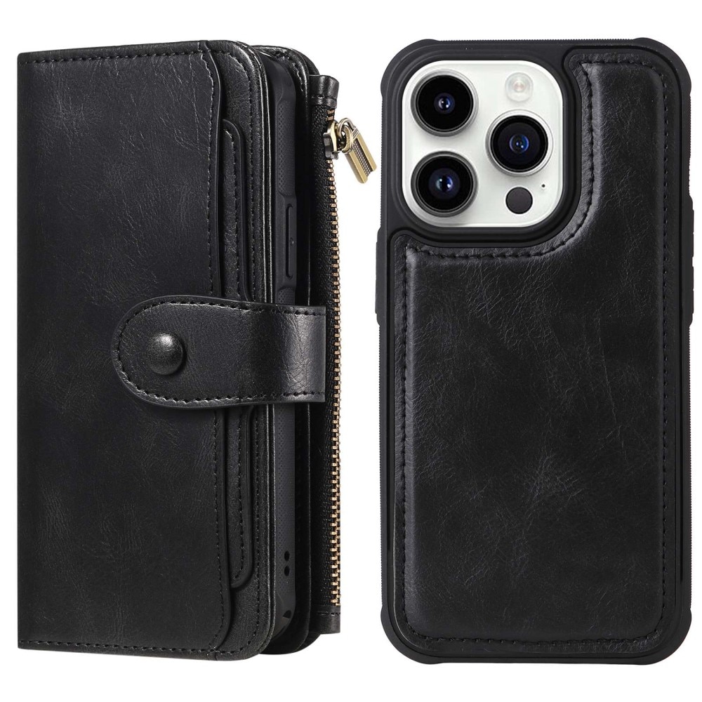 Magnet Leather Multi Wallet iPhone 14 Pro Nero
