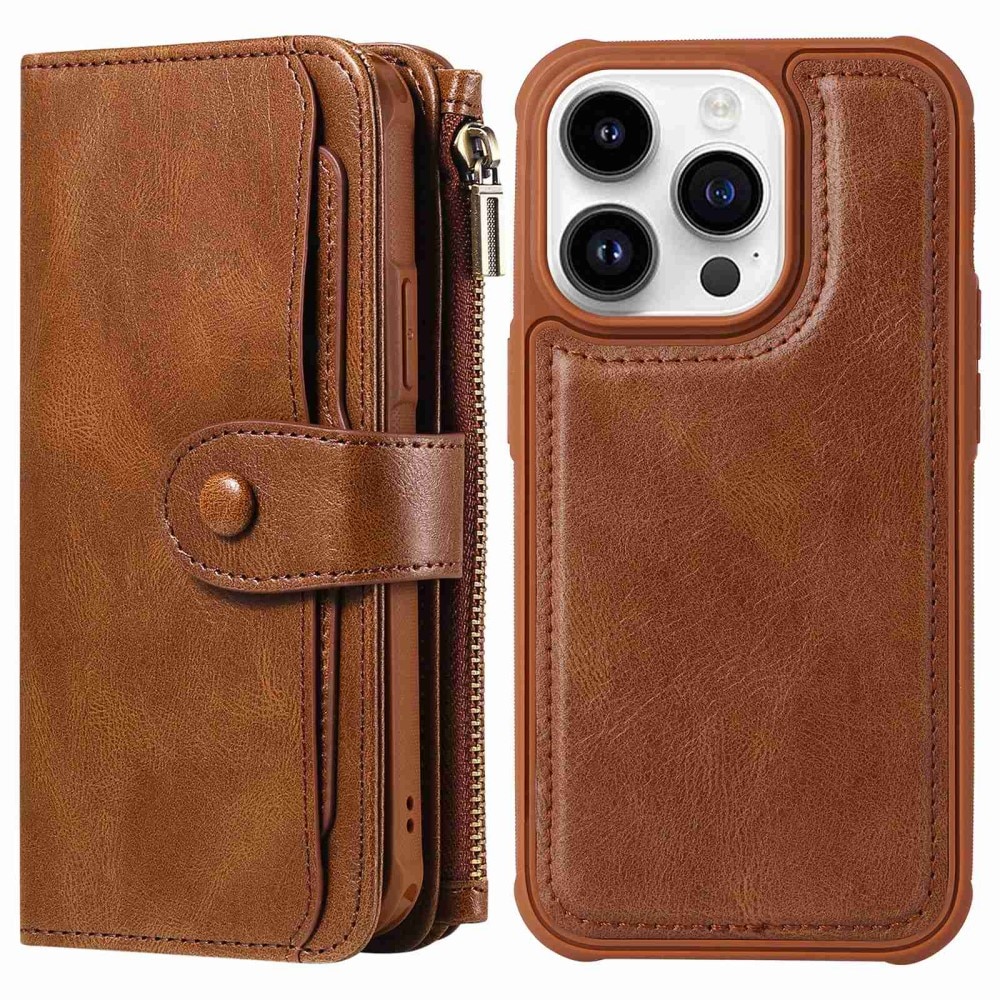 Magnet Leather Multi Wallet iPhone 14 Pro Marrone