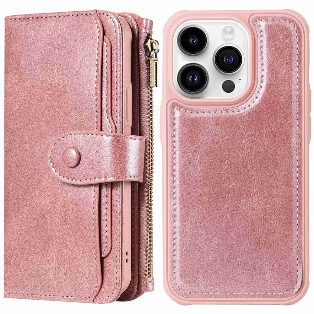 Magnet Leather Multi Wallet iPhone 14 Pro Rosa