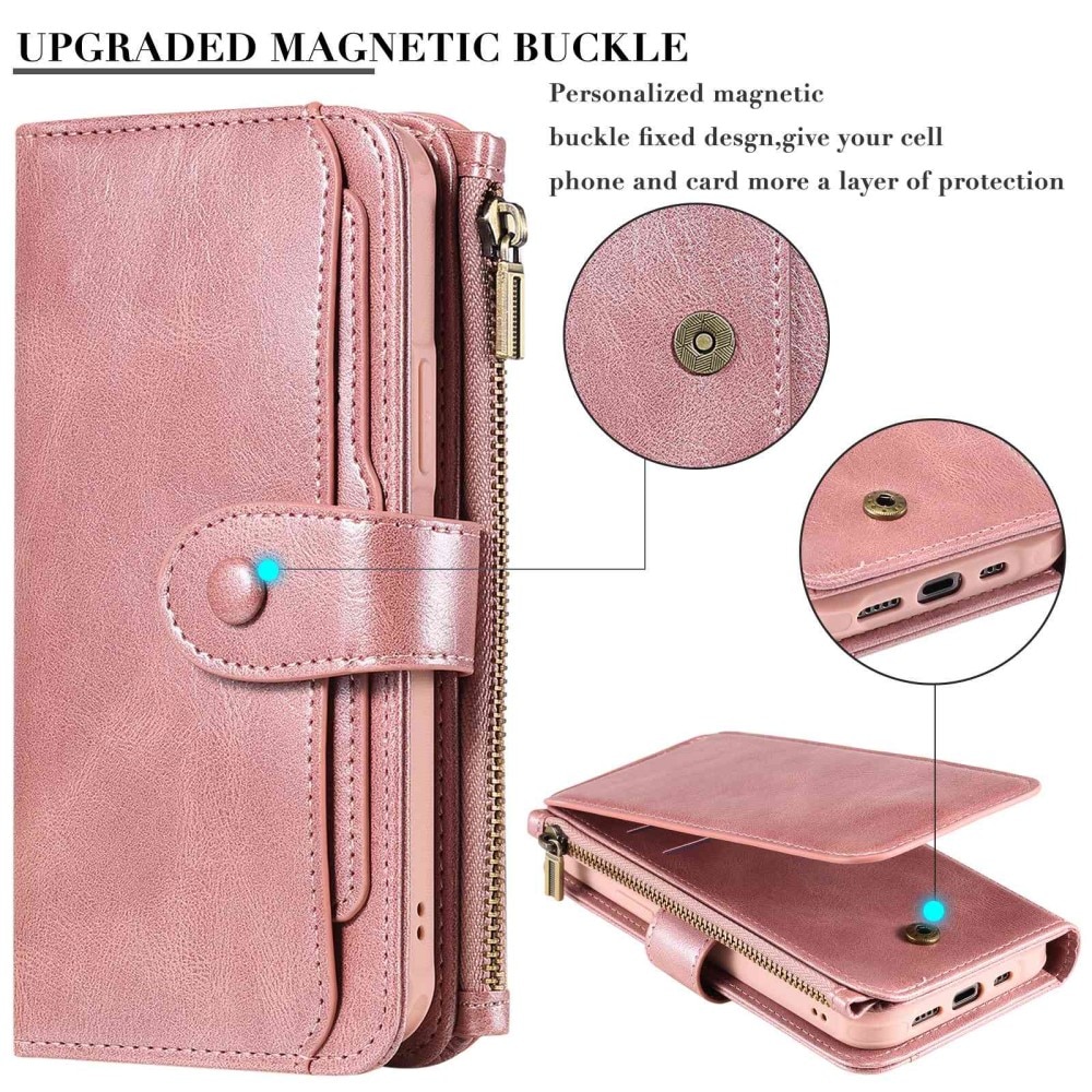 Magnet Leather Multi Wallet iPhone 14 Pro Rosa