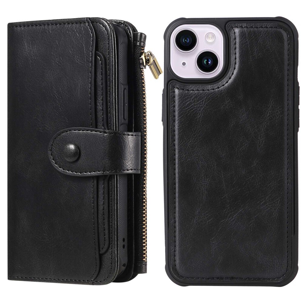 Magnet Leather Multi Wallet iPhone 14 nero