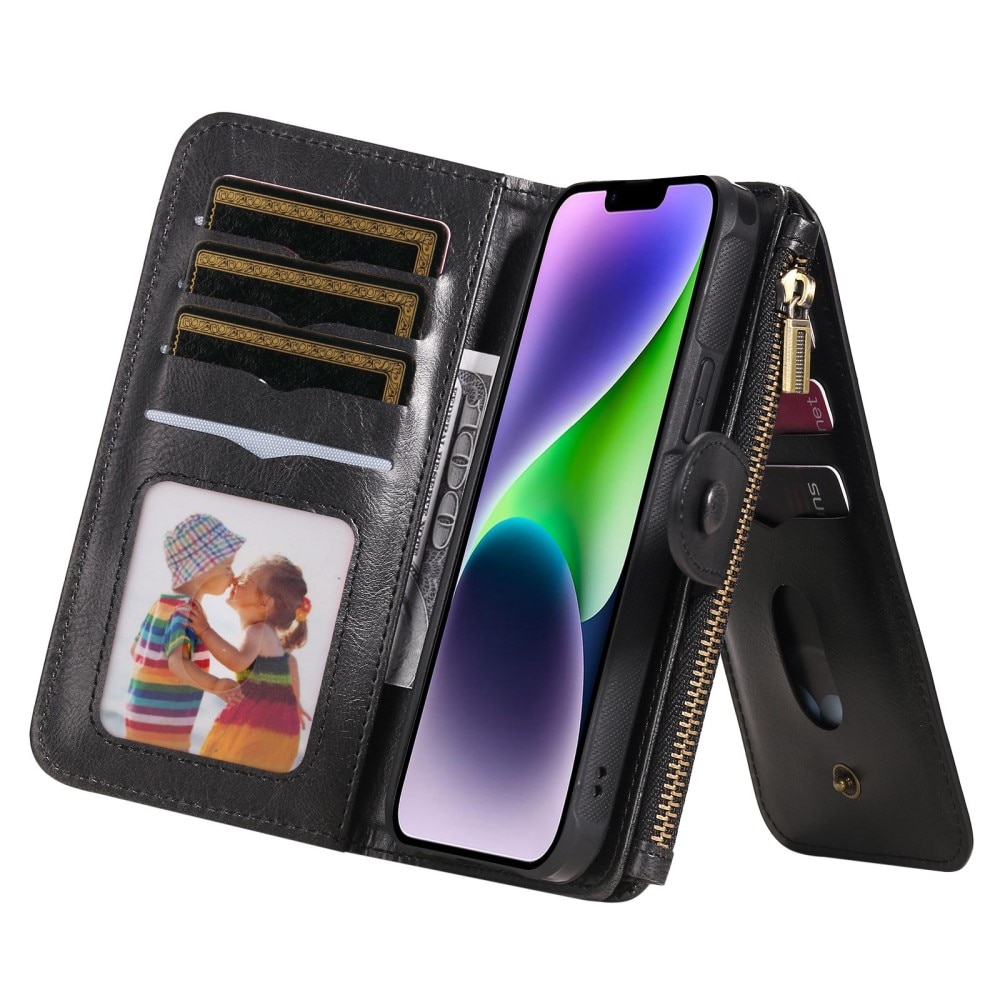 Magnet Leather Multi Wallet iPhone 14 nero