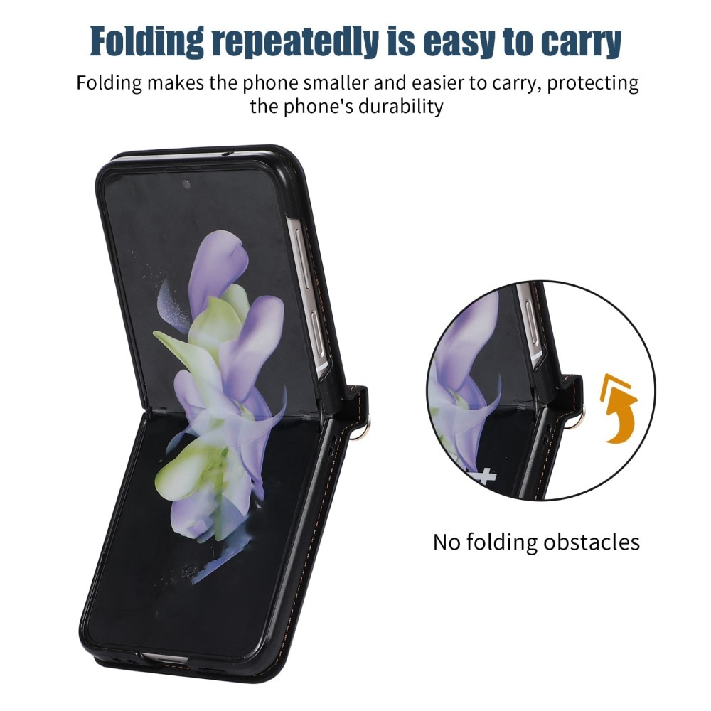 Cover con portacarte luccichio Samsung Galaxy Z Flip 4 Nero