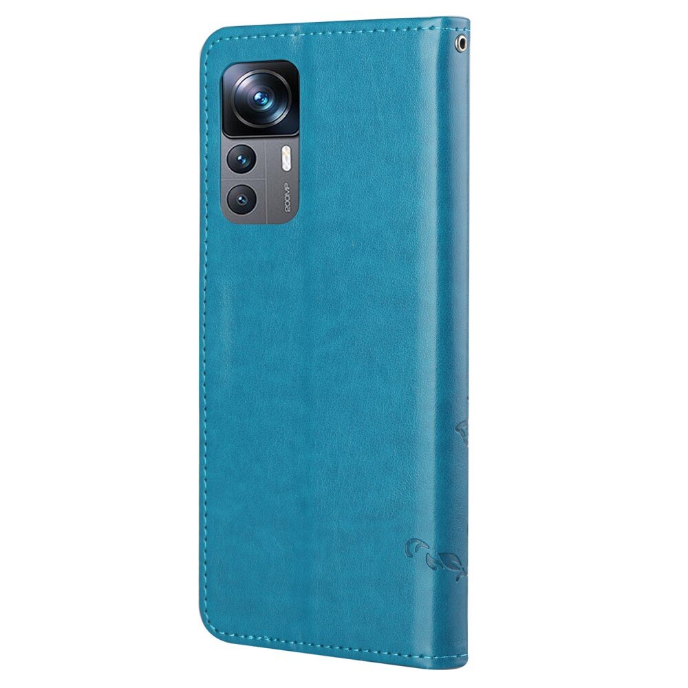 Custodia in pelle a farfalle per Xiaomi 12T/12T Pro, blu