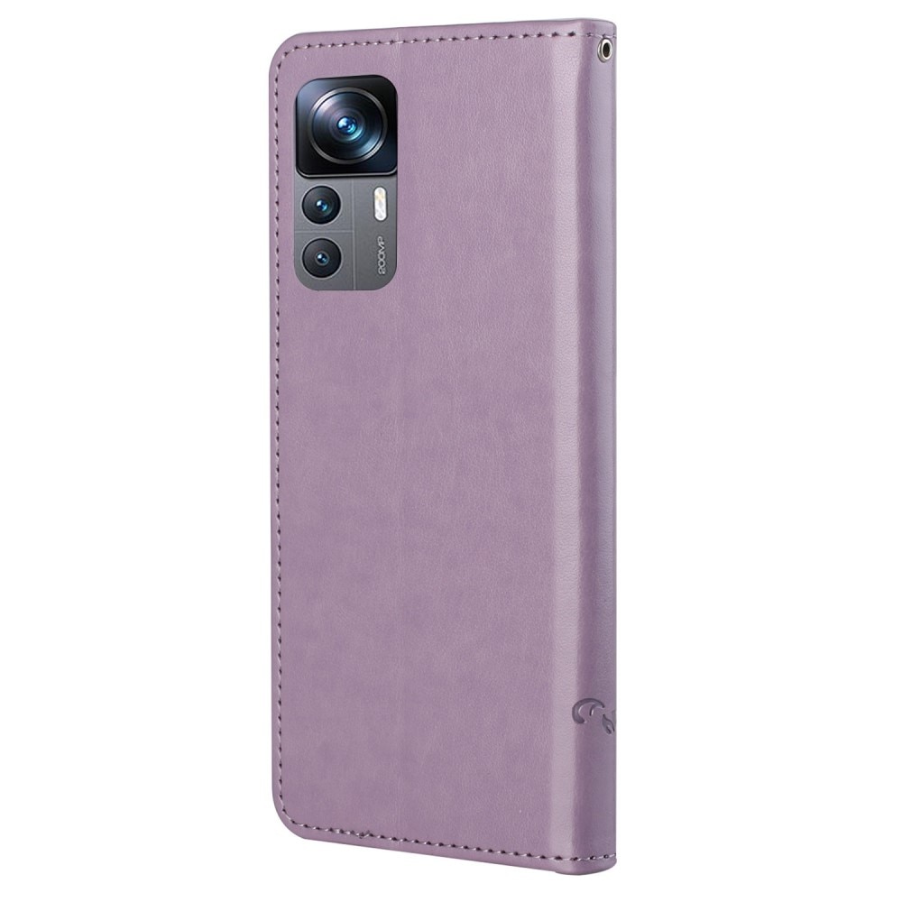 Custodia in pelle a farfalle per Xiaomi 12T/12T Pro, viola