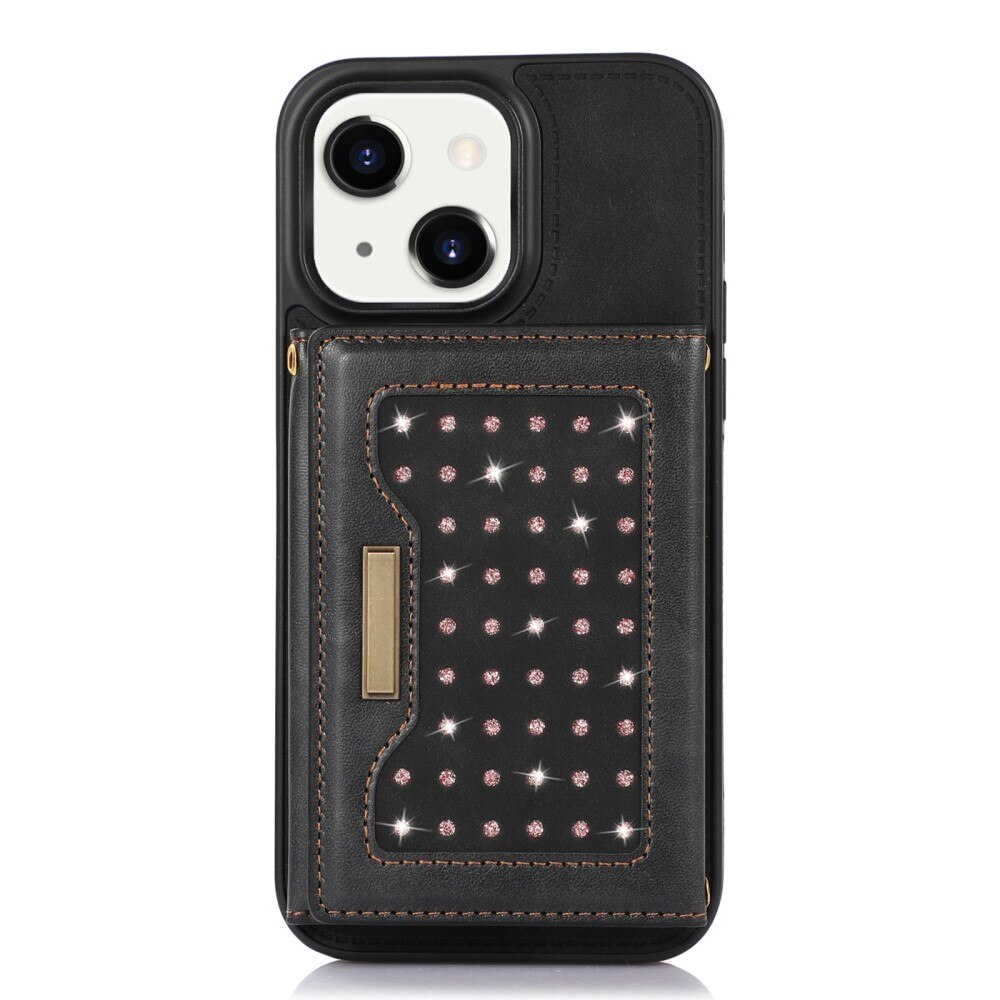 Cover con portacarte luccichio iPhone 14 Nero