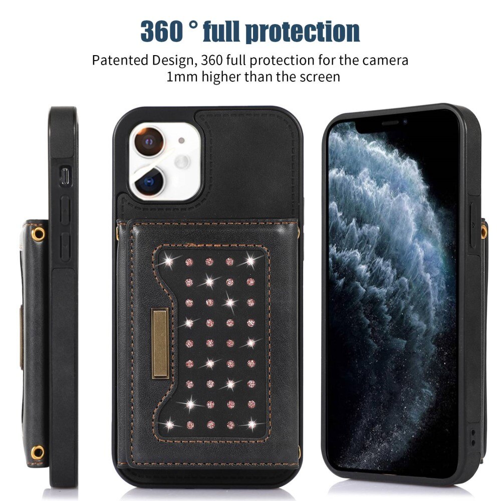 Cover con portacarte luccichio iPhone 11 Nero