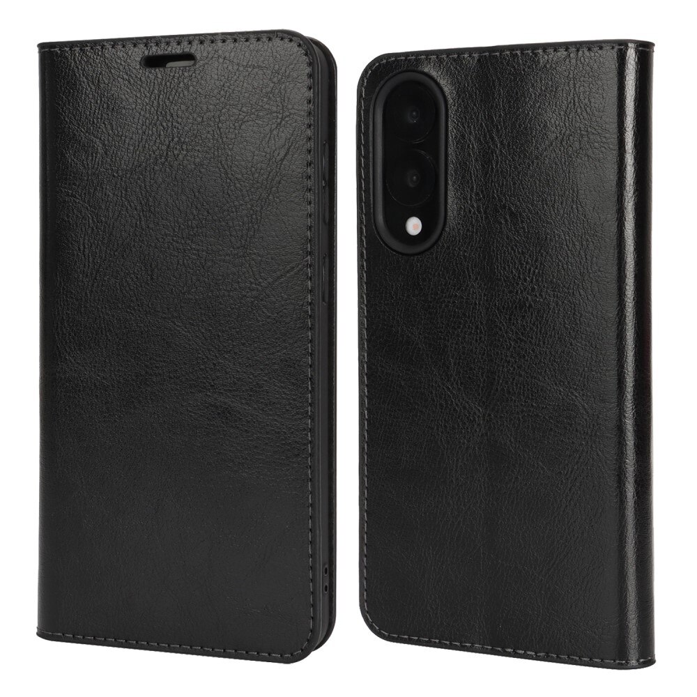 Cover Portafoglio in vera pelle Samsung Galaxy S25 Edge Nero