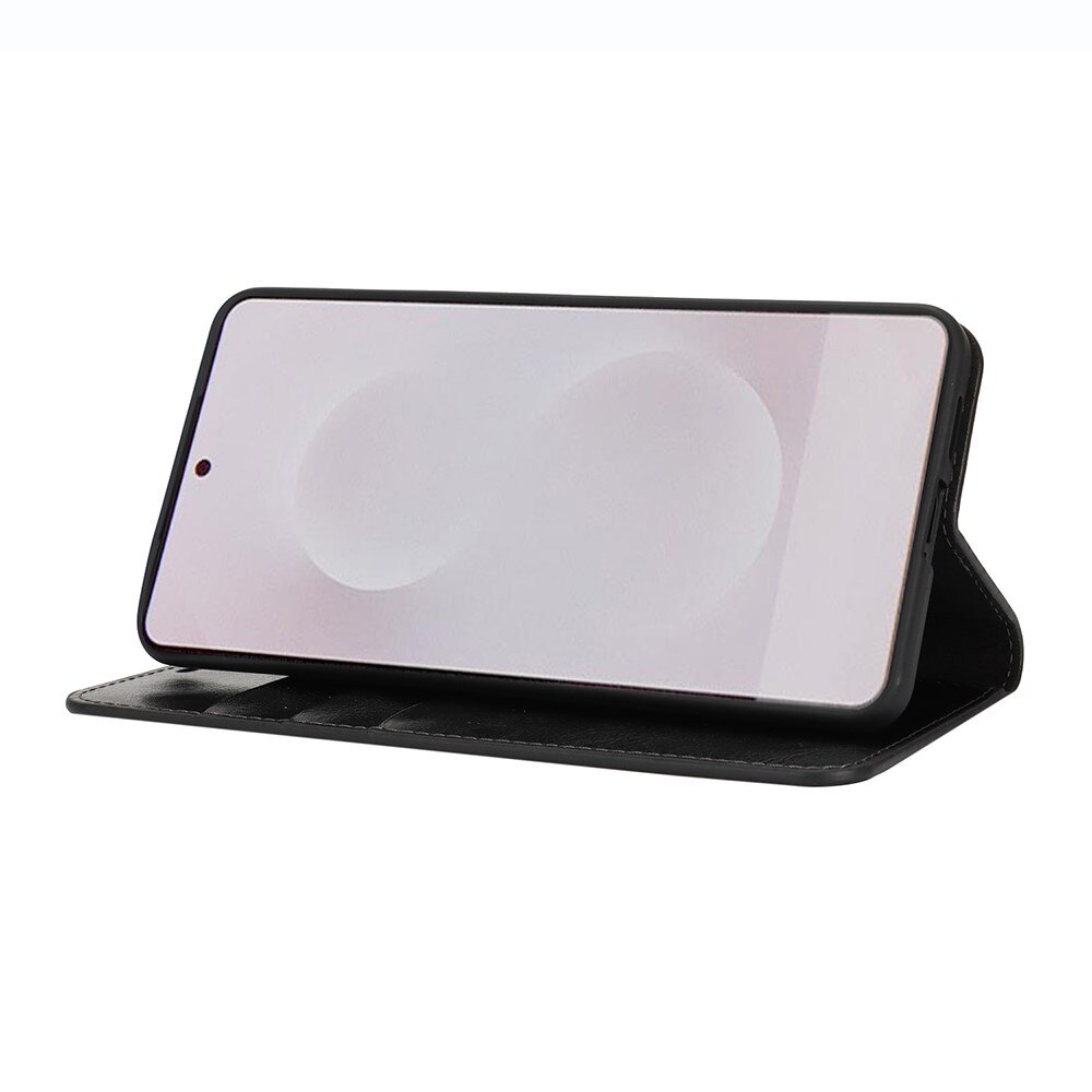 Cover Portafoglio in vera pelle Samsung Galaxy S25 Edge Nero