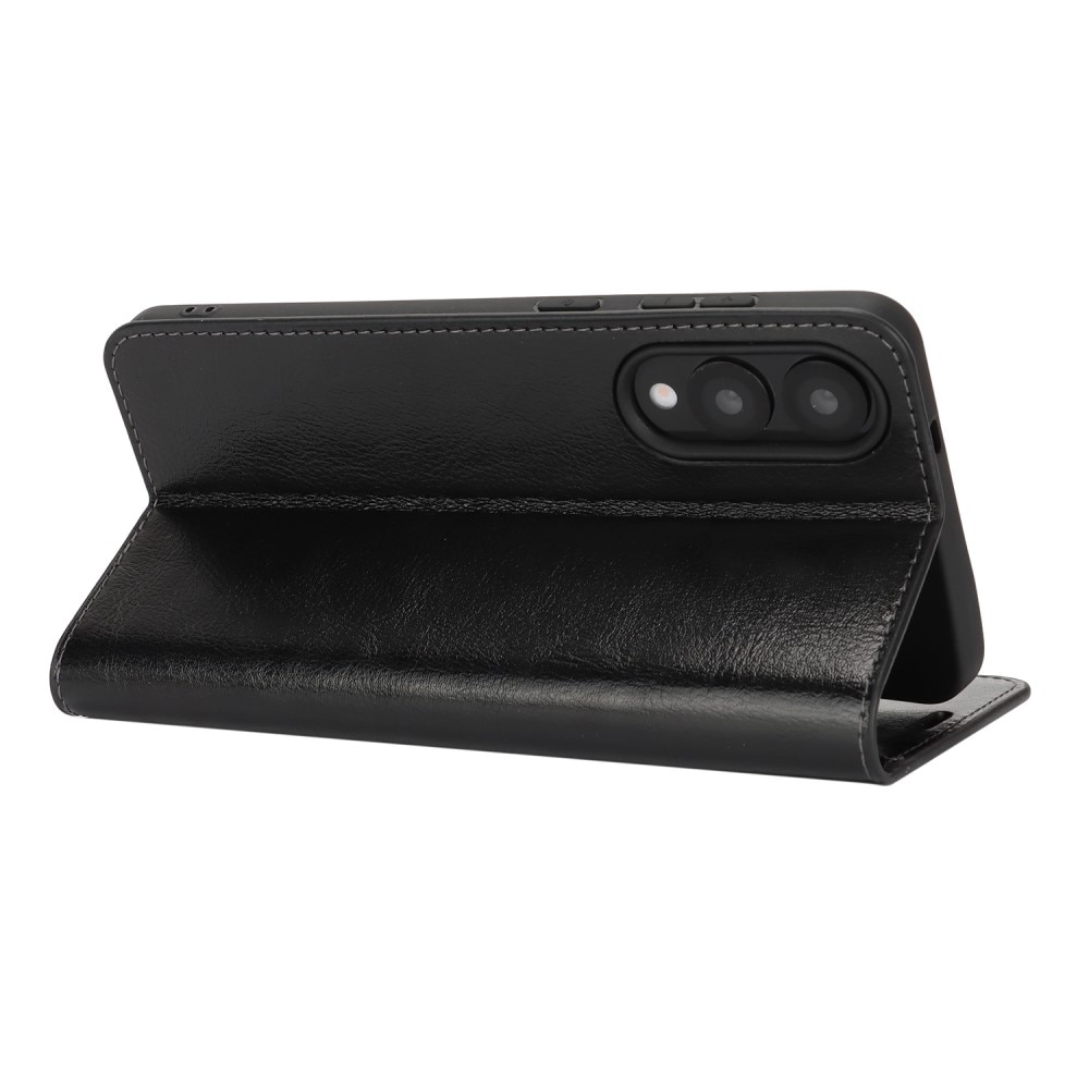 Cover Portafoglio in vera pelle Samsung Galaxy S25 Edge Nero