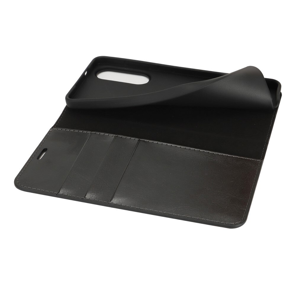 Cover Portafoglio in vera pelle Samsung Galaxy S25 Edge Nero