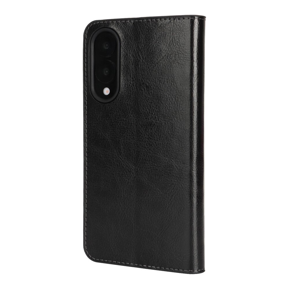 Cover Portafoglio in vera pelle Samsung Galaxy S25 Edge Nero