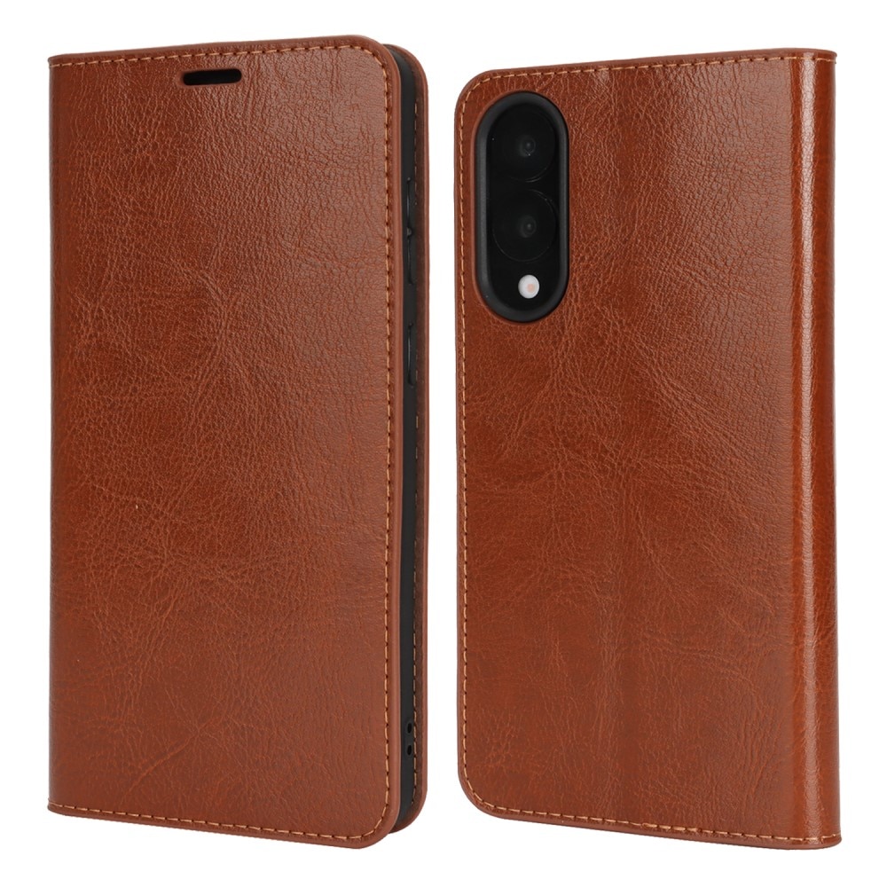 Cover Portafoglio in vera pelle Samsung Galaxy S25 Edge Marrone