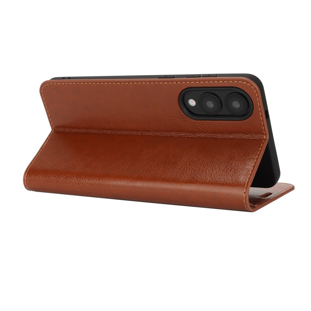 Cover Portafoglio in vera pelle Samsung Galaxy S25 Edge Marrone