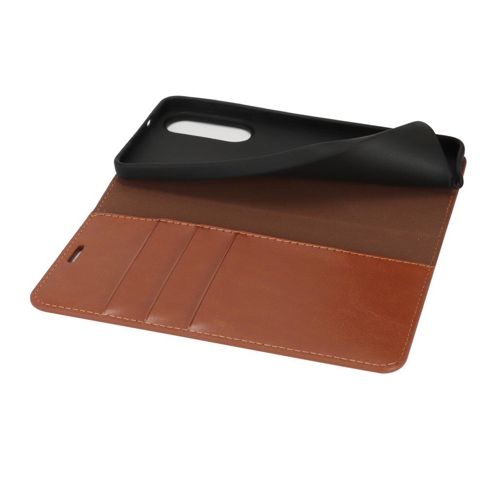 Cover Portafoglio in vera pelle Samsung Galaxy S25 Edge Marrone