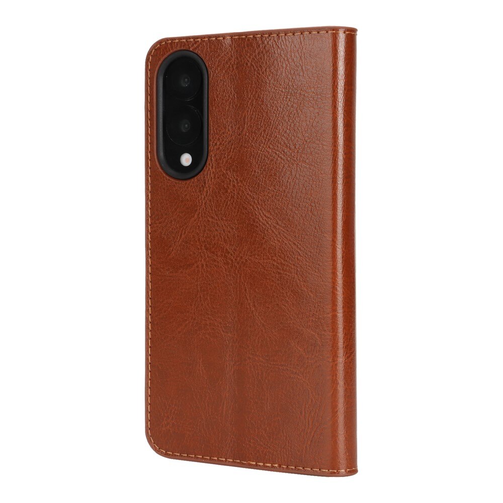 Cover Portafoglio in vera pelle Samsung Galaxy S25 Edge Marrone