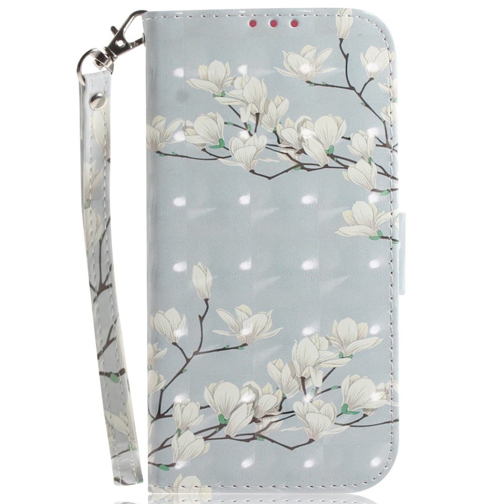 Cover portafoglio 3D Samsung Galaxy A14 fiori bianchi