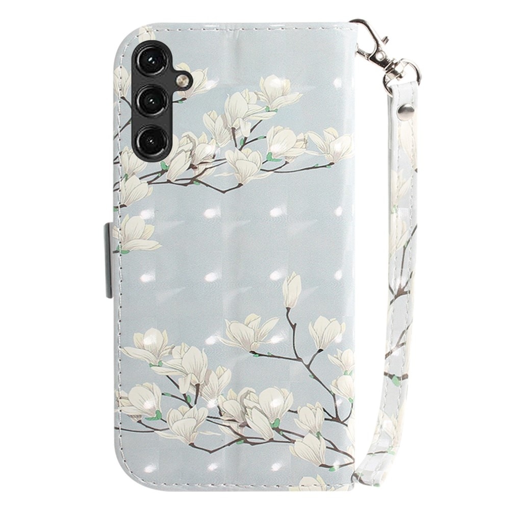 Cover portafoglio 3D Samsung Galaxy A14 fiori bianchi
